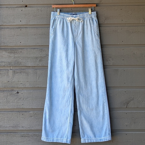 GAP Denim High-Rise Wide Leg Jeans Elastic Waist Size XS Light Wash Denim - Picture 8 of 8